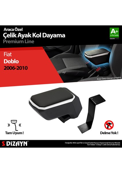 Fiat Doblo Kol Dayama Kolçak Çelik Ayaklı ABS Gri 2006-2012 A+Kalite