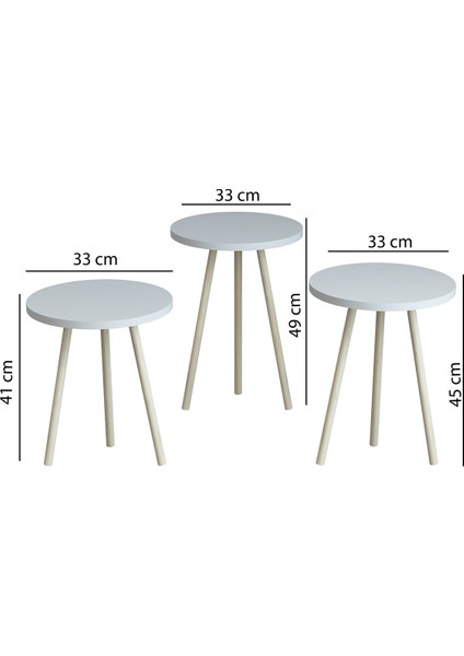 3'lü Zigon Sehpa Yuvarlak Model Zigon Sehpa Gürgen Ayak Orta Sehpa