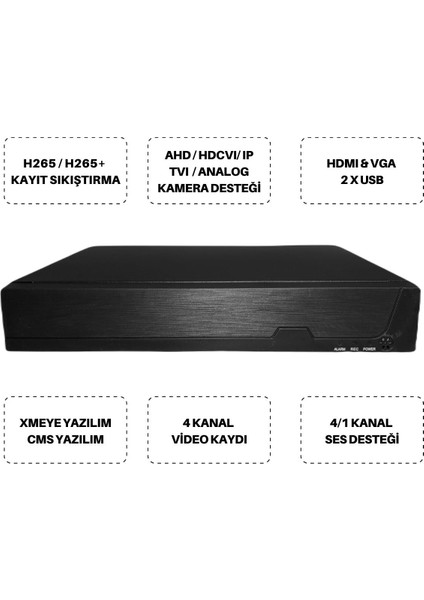 4 Kameralı Full Hd 1080P Kamera Seti 250GB Harddisk E05