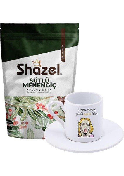 Sütlü Menengiç Kahvesi 200 gr + Gönül Gıybet Ister Türk Kahvesi Fincanı