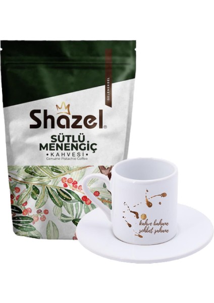 Sütlü Menengiç Kahvesi 200 gr + Kahve Bahane Sohbet Şahane Türk Kahvesi Fincanı