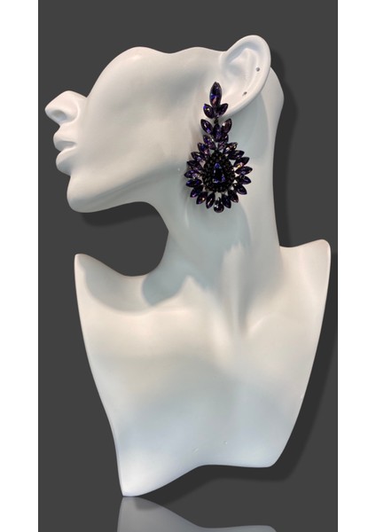 Mor Zircon Taşlı Modern Abiye Küpe MY70E22310049