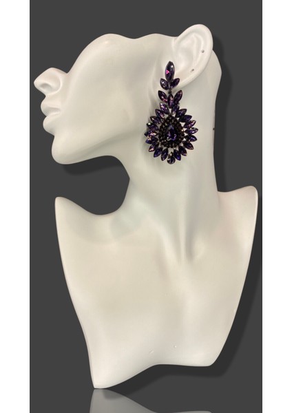 Mor Zircon Taşlı Modern Abiye Küpe MY70E22310049