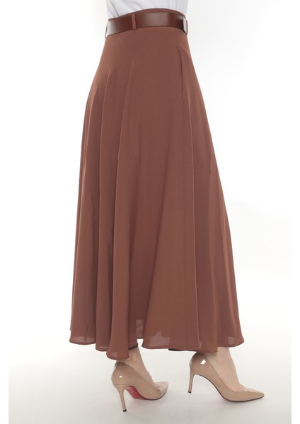 Kadın Kloş Etek Etamin Desen 95 cm Boyunda Baharlık Astarlı 779 Tarçın Rengi modelleri