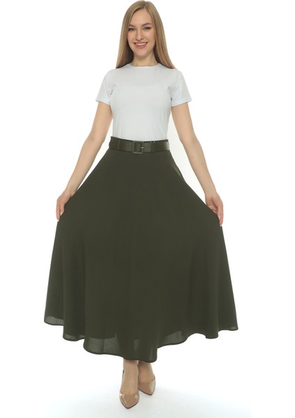 Kadın Etamin Desen 95 cm Boyunda Baharlık Etek 779 Yeşil