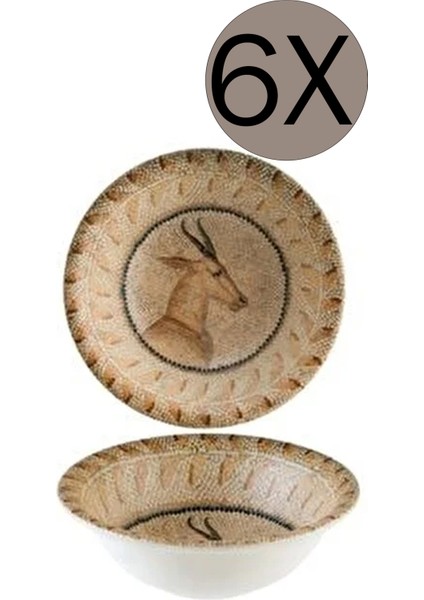 Porselen Mezopotamya Geyik Gourmet Kase 16 cm 400 cc 6'lı Takım S-MT-MZPBGRM16KS