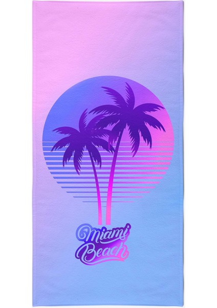 Mıamı Beach Dijital Baskılı 75X150 cm Plaj Havlusu