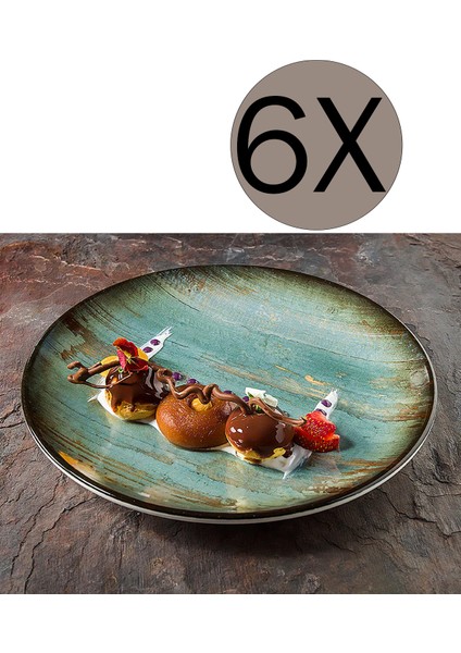 Porselen Madera Mint Gourmet Düz Tabak 21 cm 6'lı Takım MDRMTGRM21DZ