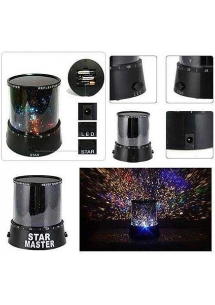 Star Master Pilli Gökyüzü Projeksiyonlu LED Renkli Yıldızlı Tavan Işık Yansıtma Gece Lambası