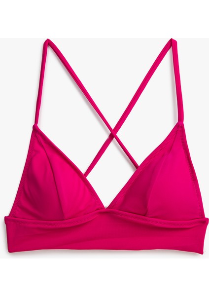 Bralet Bikini Üstü Üçgen Kaplı Çapraz Askı Detaylı