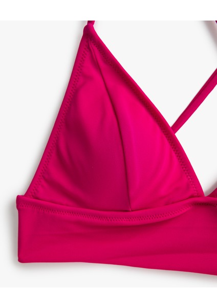 Bralet Bikini Üstü Üçgen Kaplı Çapraz Askı Detaylı