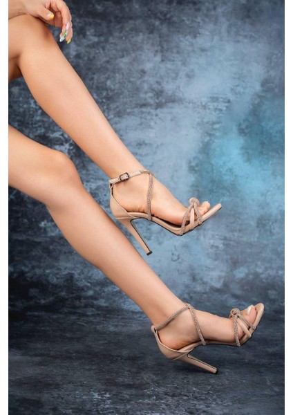 Kadın Taşlı Topuklu Abiye Ayakkabı Sandalet 11'cm Topuk modelleri