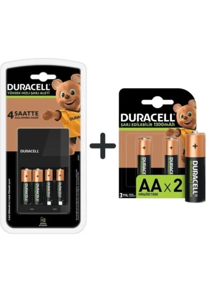 Cef 14 Şarj Aleti + 2'şer Adet Aa ve Aaa Pil ( 4 Saat Şarj Cihazı, 1 Adet) + AA 1300 mAh Piller, 2 Li Paket