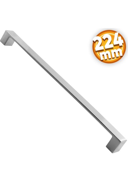 Bihter Düz Mobilya Mutfak Dolabı Çekmece Dolap Kapak Kulpu Kulbu Krom 224 mm Metal Kulp