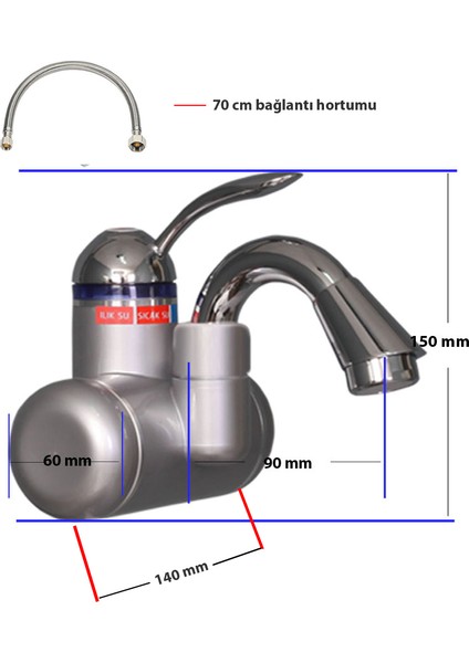 Elektrikli Taharet Sıcak Musluk Ani Su Isıtıcı Termal Şofben Musluk Fhr 2s
