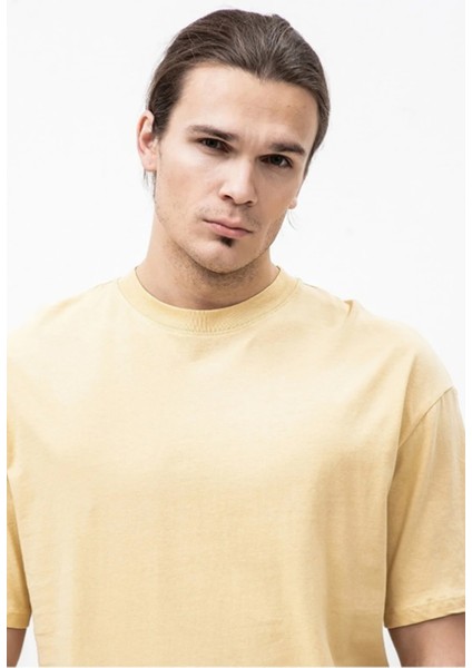 Erkek Sarı Basic Düz Rahat Kalıp Relax T-Shirt - 12185628 fiyatları