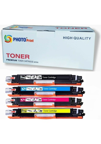 Hp 126A Laserjet M176FN CF350A-351A-352A-353A Uyumlu 4 Renk Muadil Toner Seti 1300 Sayfa