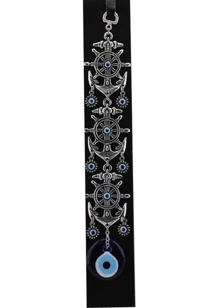 Cam Nazar Boncuklu Metal Duvar Süsü Çapa Modeli Üçlü