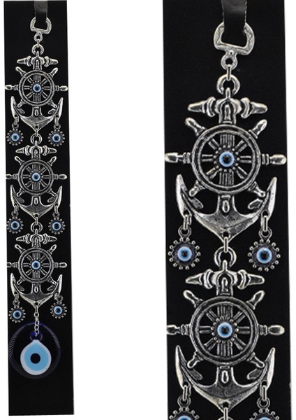 Cam Nazar Boncuklu Metal Duvar Süsü Çapa Modeli Üçlü