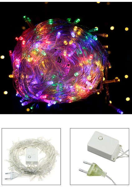 Evvelelektronik 10 Metre 100 Ledli 8 Fonksiyonlu Karışık Renkli Rgb LED Lamba