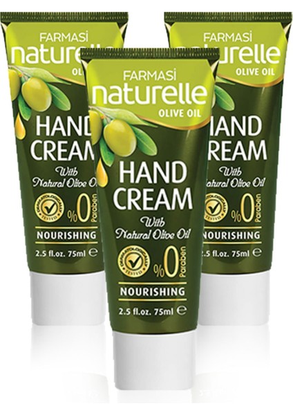Naturelle Zeytinyağlı El Kremi 75 ml x 3 Adet Paraben İçermeyen Besleyici Formül