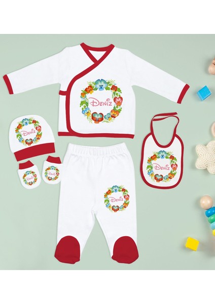 Kids Kişiye Özel 10 Parça Kırmızı Hastane Çıkışı Battaniye ve Yastık Hediye Seti, Yeni Doğan Bebek Giyim Hediyesi-12 modelleri
