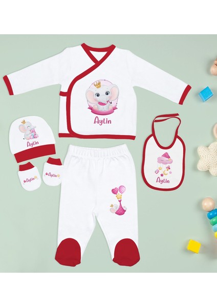Kids Kişiye Özel 10 Parça Kırmızı Hastane Çıkışı Battaniye ve Yastık Hediye Seti, Yeni Doğan Bebek Giyim Hediyesi-7 modelleri