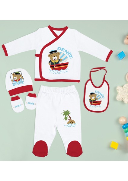 Kids Kişiye Özel 10 Parça Kırmızı Hastane Çıkışı Battaniye ve Yastık Hediye Seti, Yeni Doğan Bebek Giyim Hediyesi-1 modelleri