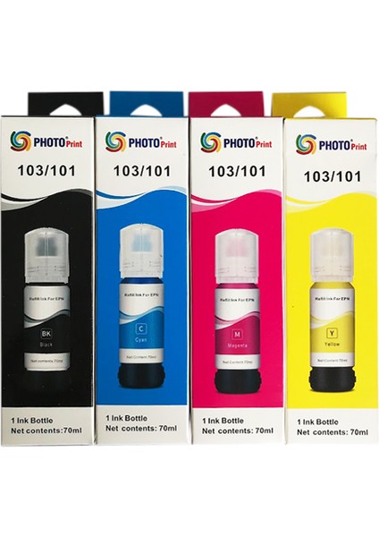 Epson 103 Ecotank L6170 Uyumlu 4 Renk Ithal Muadil Mürekkep Seti 4 x 70 ml