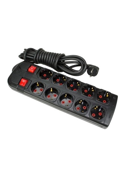Sistem 5+5 Birbirinden Bağımsız Akımlı Anahtarlı Grup Priz 3 Metre