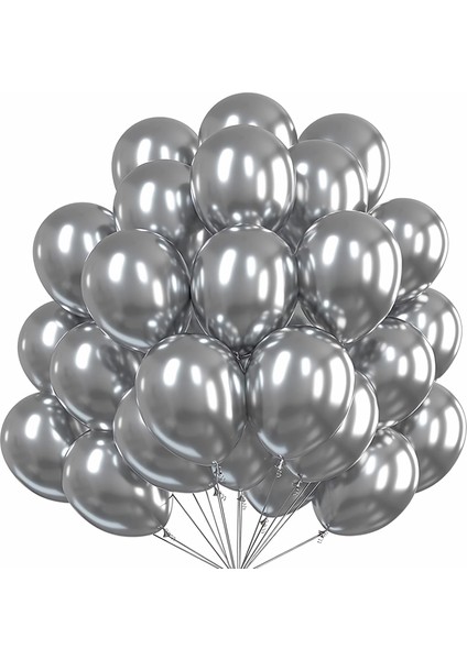 Metalik GRİ Renkli 50'li Balon Seti
