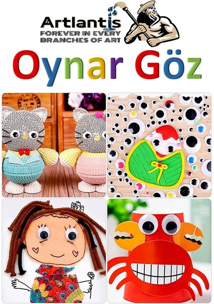 Oynar Göz Siyah 20 mm 50 Li 1 Paket Oynayan Göz 20MM Hobi Tasarım Anasınıfı Kreş Etkinlik Elişi