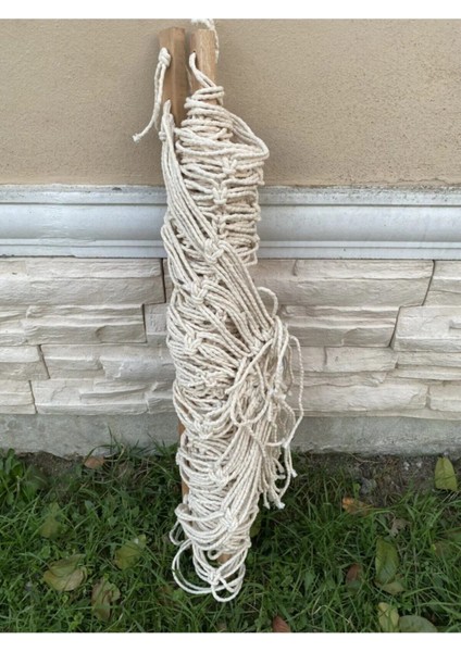 Tek Kişilik Çift Kat Makrome Örgü Pamuk Salıncak Hamak-Bağlama Ipli 90CM x Boy 2 M-200 kg