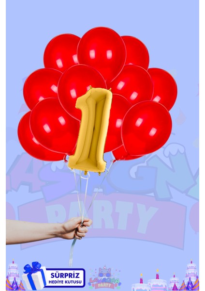 1 Harf Rakam 40 Inç Gold Folyo ve Metalik Balon Seti