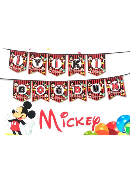 Mickey Mouse Temalı Baskılı Dekoratif Banner