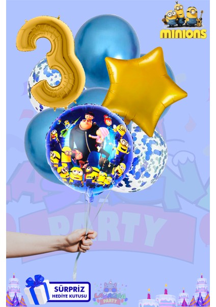Minions Temalı Lüx Gold Folyo Balon Seti