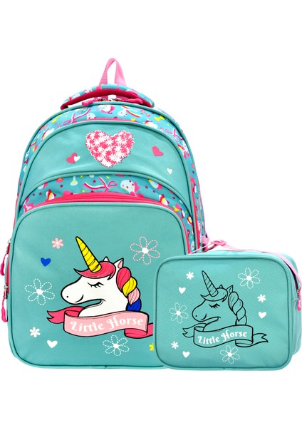 Yeni Sezon Ortopedik Unicorn Desenli Okul Çantası + Beslenme Çantası Seti