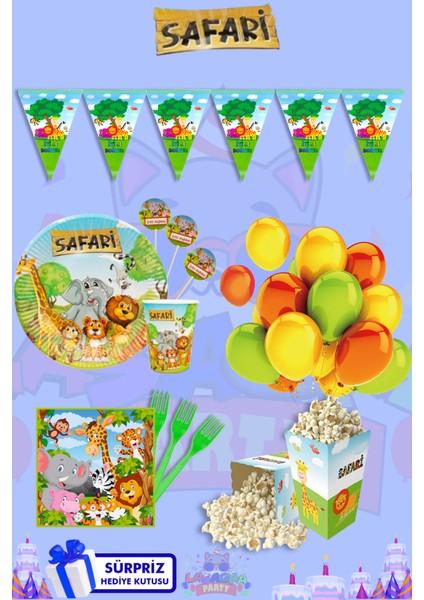 Safari 4 Kişilik Süper Ekonomik Doğum Günü Parti Malzemeleri Seti