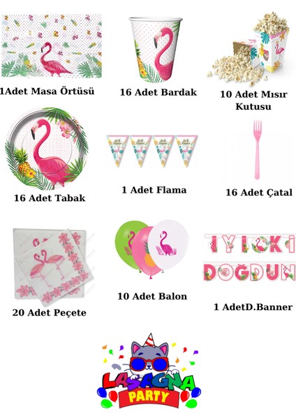Flamingo 16 Kişilik Süpriz Hediye Kutulu Doğum Günü Parti Malzemeleri Seti fiyatları