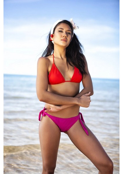 Pembe Kalın Ip Bağcıklı Bikini Altı