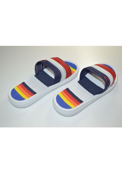 Kadın 36-40 Numara Kaymaz Yumuşak Masaj Tabanlı Lacivert Beyaz Kırmızı Şeritli Eva Terlik fırsatları