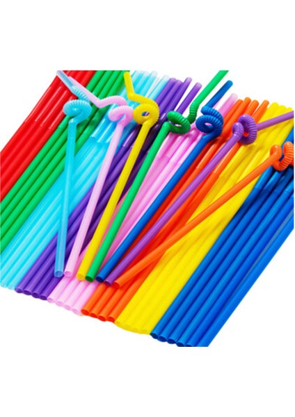 Pipet Artistik Straws 6 mm Plastik Karışık Renkli (50 Adet)