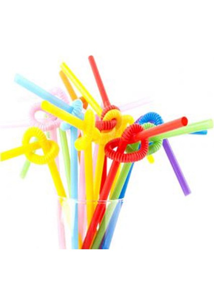 Pipet Artistik Straws 6 mm Plastik Karışık Renkli (50 Adet)