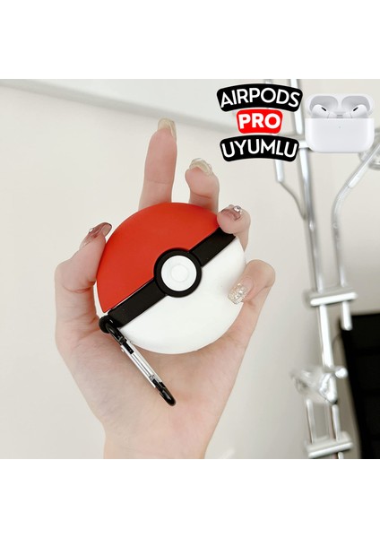 Airpods Pro Uyumlu Poke Topu Figürlü Sevimli Kopçalı Koruyucu Silikon Kılıf, Darbe Emici Kılıf indirimleri