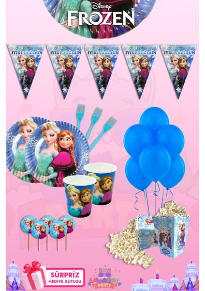 Frozen Elsa 4 Kişilik Süper Ekonomik Doğum Günü Parti Malzemeleri Seti