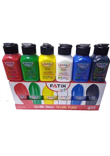 Akrilik Boya Ana 6 Renk 75 ml 1 Paket Akrilik Boya Seti 6 Lı Ahşap Tuval Taş Ağaç Boyamalar Için Idea Boyama Seti