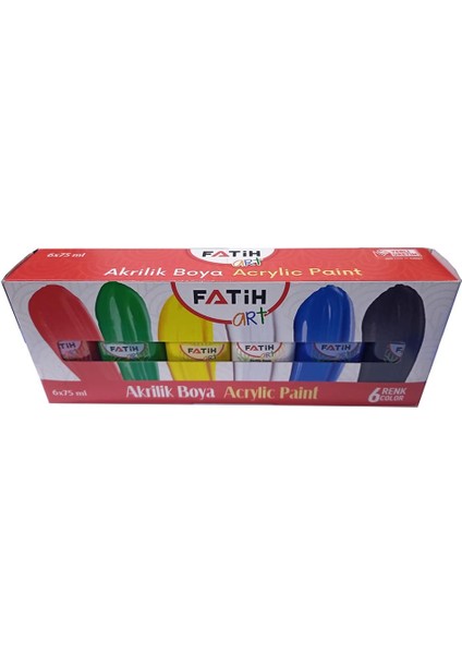 Akrilik Boya Ana 6 Renk 75 ml 1 Paket Akrilik Boya Seti 6 Lı Ahşap Tuval Taş Ağaç Boyamalar Için Idea Boyama Seti
