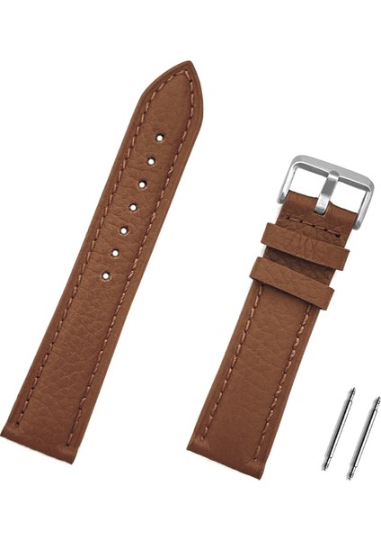 20MM Açık Kahverengi Taba Dikişli Floter Deri Saat Kordonu Kayış