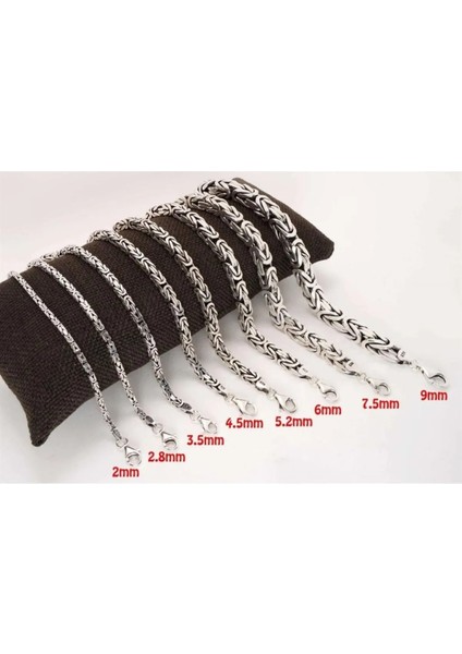 3.5mm Kare Kral Gümüş Bileklik 20-21CM