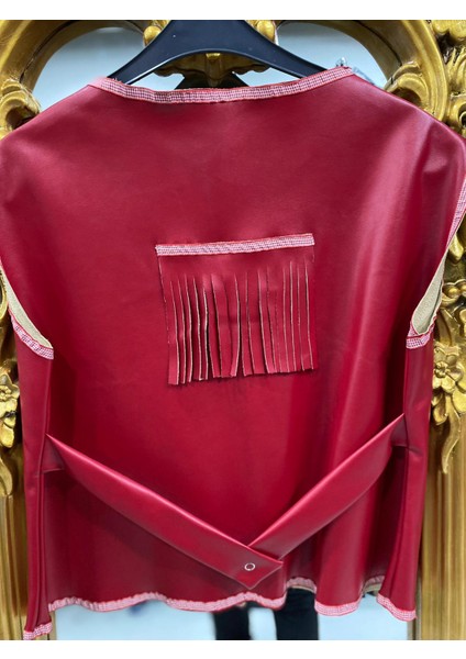 Kadın Kırmızı Deri Yelek fiyatları